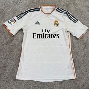 Adidas Real Madrid Soccer Jersey Mens M White 2013-14 Fly Emirates Climacool LFP